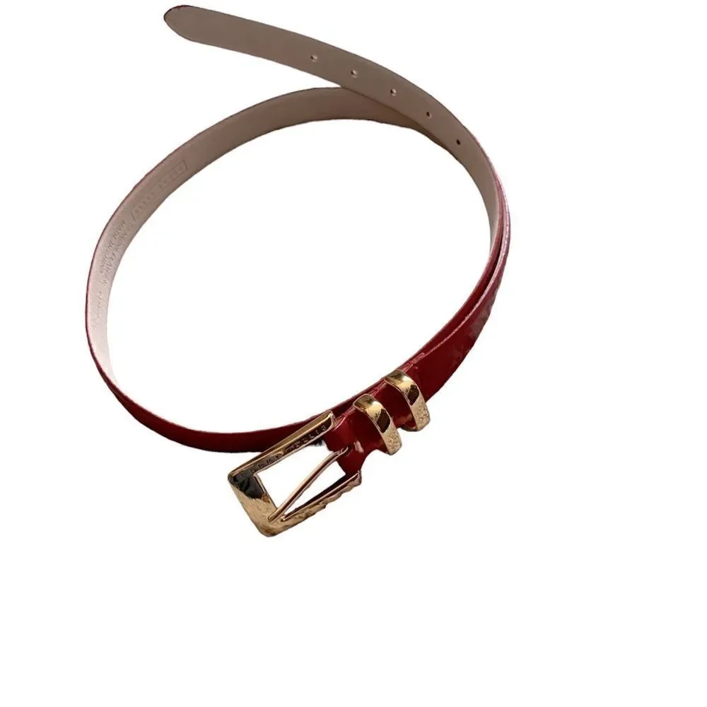 Perry Ellis Red & Gold Leather Belt Size XL